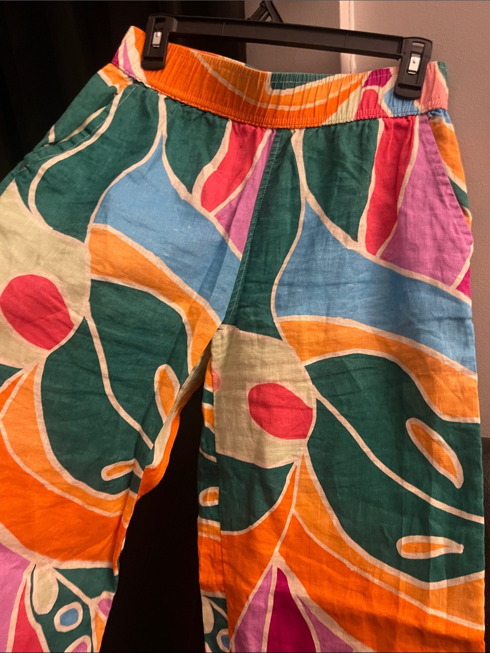 Christian Soriano AbstrctPrint Wide-Leg Pants 100% Linen Elastic waist Sz S NWOT - Picture 8 of 15